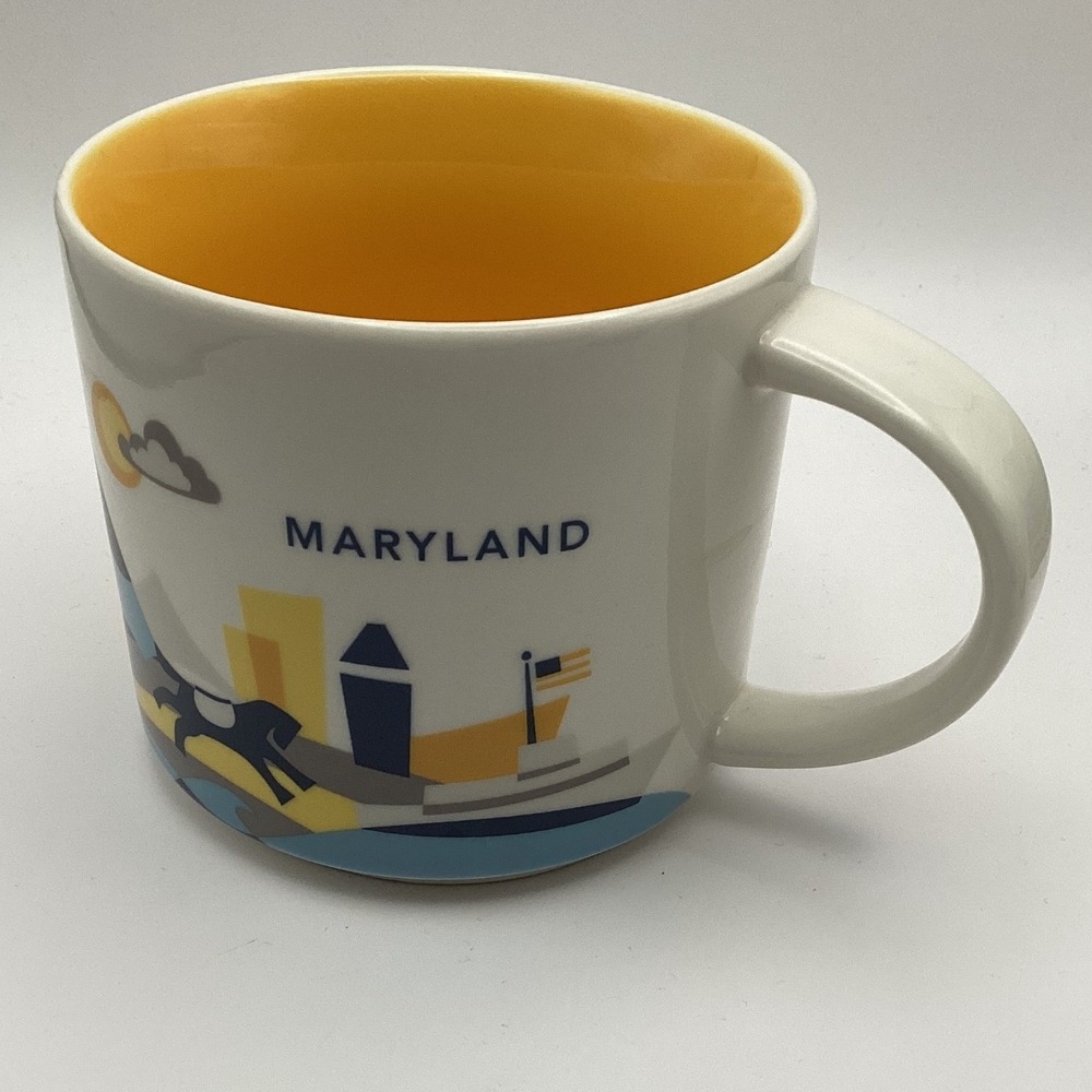 Starbucks 14oz Maryland Mug You Are Here Collection Yellow Interior Travel